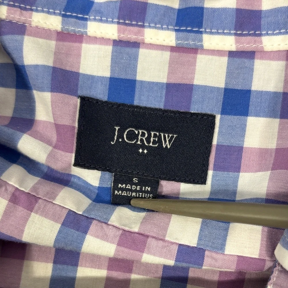 J. Crew Pink, Blue and White Plaid Button Down Shirt
